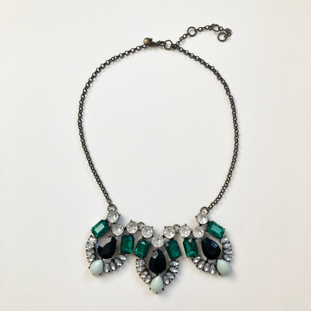 J Crew Green and Black Statement Necklace
